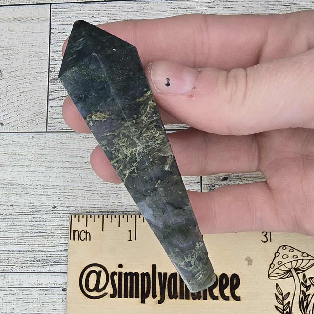 Moss Agate Crystal Wand - Picture 2 of 4